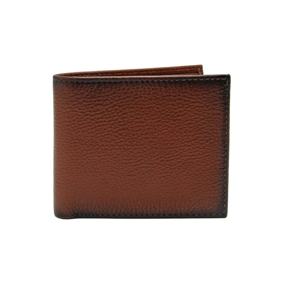 Geroge Milled Leather Passcase Wallet with Burnsihed Edge - Brown
