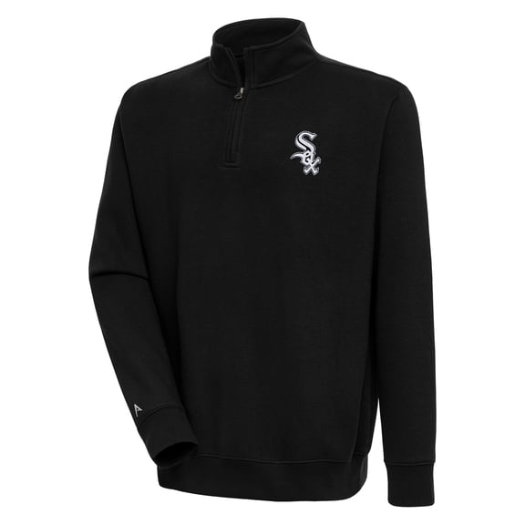 Men's Antigua  Black Chicago White Sox Victory Quarter-Zip Pullover Top