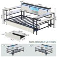 thumbnail image 2 of Farmhouse Corner Bed Frame Twin Size with Bookcase Headboard Twin Daybed with Charging Station & Led Lights & Storage Drawers, Wooden Platform Bed Frame for Living Room Bedroom Guest Room, White, 2 of 9