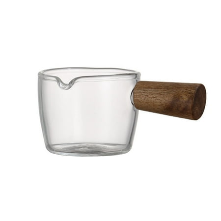 

Journey Wooden Handle Anti-scalding Coffee Pot Mini Milk Pot Glass Coffee Pot Milk Pan(Transparent S)