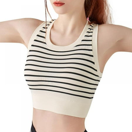 

Summer Women s Professional Striped Vest Seamless Comfortable Sports Bra with Removable Pads