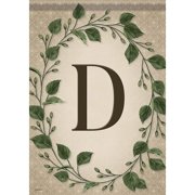 MONOGRAM INITIAL Letter D Ivy Wreath Dura Soft Garden Flag, 12.5" x 18", Carson