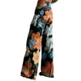 thumbnail image 3 of Jxximdong Pants for Women High Waisted Flower Patterned Wide Leg Pants Lightweight And Loose Casual Colorful Pants Black L Trousers, 3 of 7
