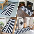 thumbnail image 6 of Dark Blue Washable Runner Rugs 2'x6', and Grey Stripe Abstract Minimalist Stripes Low Pile Throw Entryway Rug Non-Slip Sturdy Edge Binding Carpet for Indoor Bedside Entrance Bedside, 6 of 9