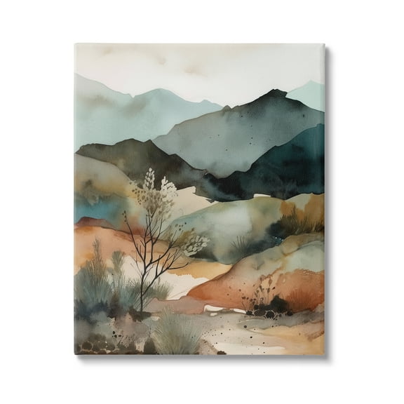 Stupell Industries Mountains Mood Abstract Landscape Painting Gallery Wrapped Canvas Art Print Wall Art, 16 x 20