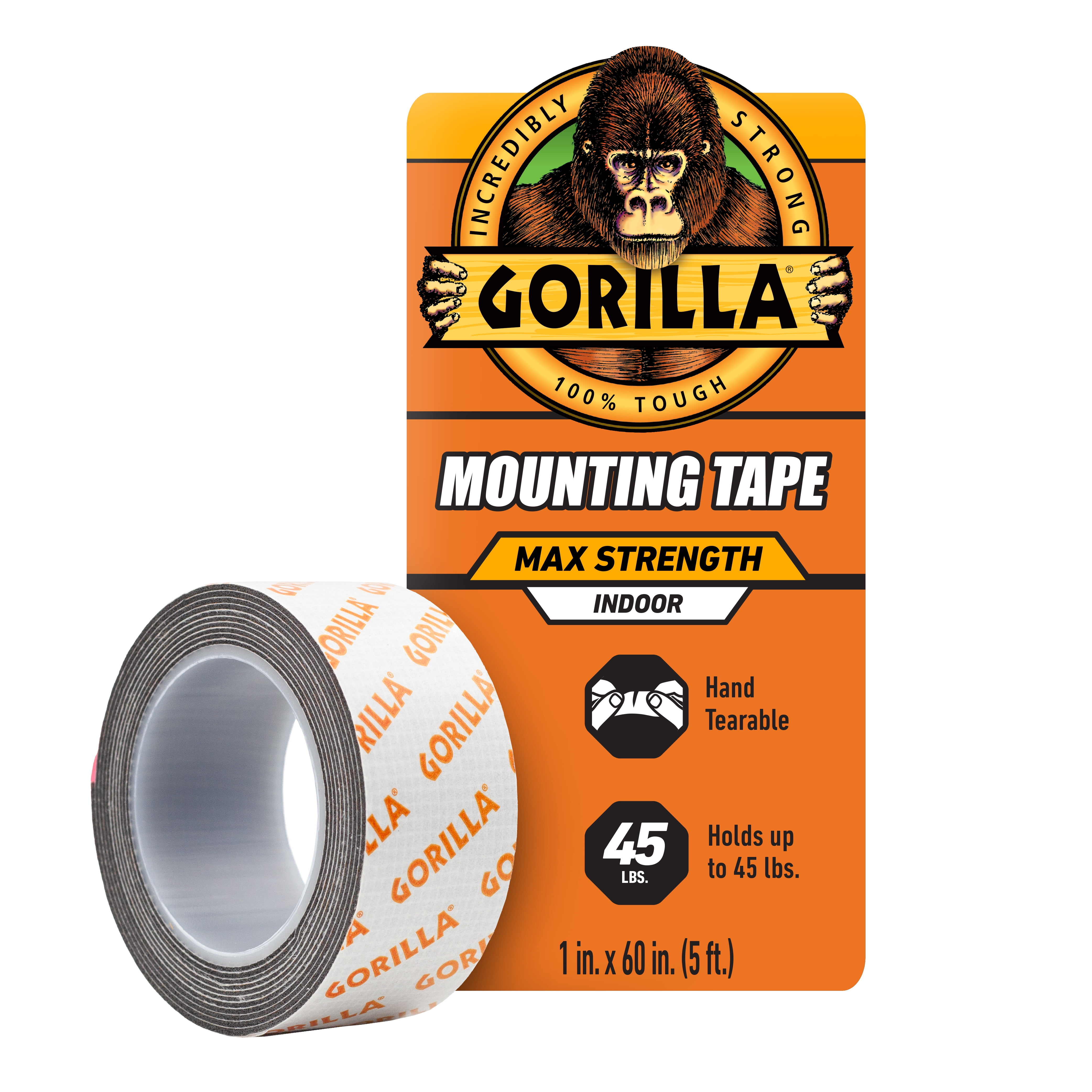 (4 pack) Gorilla Mounting Tape Max Strength 60inches 6pc Bulk Black Color