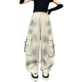thumbnail image 2 of KYAIGUO Kids Toddler Girls Cargo Pants Autumn Spring Trendy Jogger Trousers Streetwear Kids Pants with Pockets 5-15Y, 2 of 7