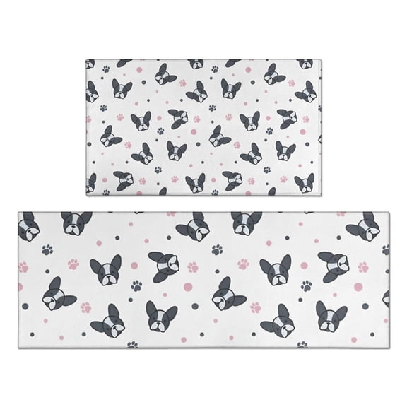 French Bulldog Kitchen Rugs Sets Of 2,Anti Fatigue Kitchen Mat Rugs Non Slip Washable,Decorative Kitchen Floor Mats for Kitchen,Sink,Laundry,17"x30" 17"x47"