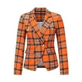 thumbnail image 2 of UPPADA Flannel Shirts for Women Button up Plaid Shirt Long Pocketed Shacket Jacket Coat Long Sleeve Business Casual Tops for Women Orange,M, 2 of 5