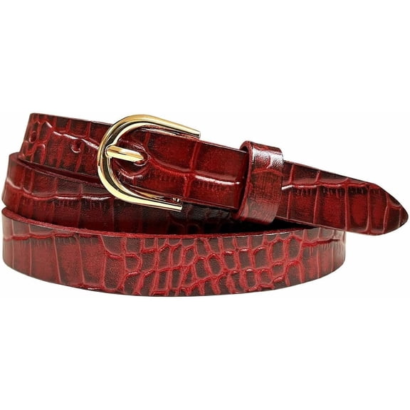 Women's Dress Skinny Fashion Belts Genuine Leather 3/4" (19mm) and 1" (25mm) wide