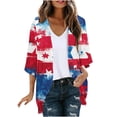 thumbnail image 2 of Gamivast 4Th of July Cardigan for Women Flag Print V Neck 3/4 Sleeve Open Front Loose Fit Summer Tops Lightweight Kimono Cardigan 3/4 Sleeve Vacation Wear outfits, 2 of 6