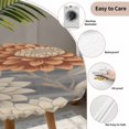 thumbnail image 3 of Burnt Orange Grey Flower Round Tablecloth for 36-44 Inch Tables, Fitted Table Cover with Elastic Edge, Botanical Spring Floral Waterproof Outdoor Table Cloth Protector for Patio Garden Dinner Picnic, 3 of 9