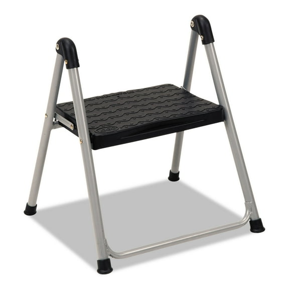 Cosco Folding Step Stool, 1-step, 200 Lb Capacity, 9.9" Working Height, Platinum/black