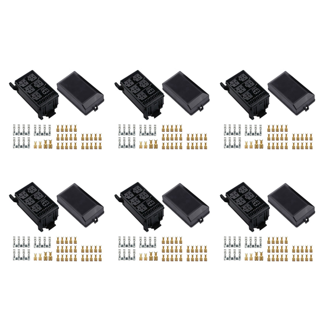 6X Fuse-Relay Box 5-Fuse Holders 6 Relay Block Holders Fuse-Block 12V Fuse-Box Car