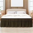 thumbnail image 2 of PiccoCasa Polyester Brushed Bed Skirt with Elastic Dust Ruffles 16" Drop, Queen Dark Brown, 2 of 7