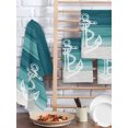 thumbnail image 2 of Nautical Anchor Teal Green Kitchen Dish Towels for Drying Dishes Set of 2, Coastal Ocean Ombre Striped Waffle Weave Microfiber Hand Tea Bathroom Towels Quick Dry & Absorbent Towel 15.7x23.6, 2 of 7