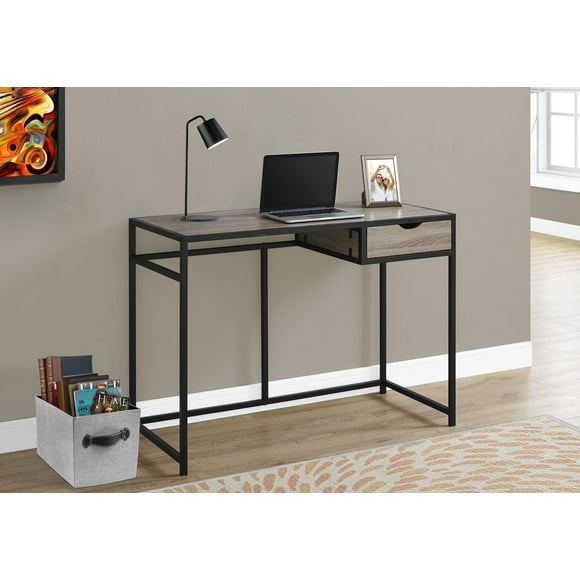 Monarch Specialties Computer Desk, Home Office, Laptop, Storage Drawer, 42"l, Work, Metal, Laminate, Brown, Black, Contemporary, Modern