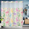 thumbnail image 6 of Easter Colorful Rabbits No Hooks Shower Curtain with Snap-in Liner Spring Flower Cartoon Cute Rustic Shower Curtains for Bathroom, Waterproof, Easy Install, Washable 72"x78", 6 of 9