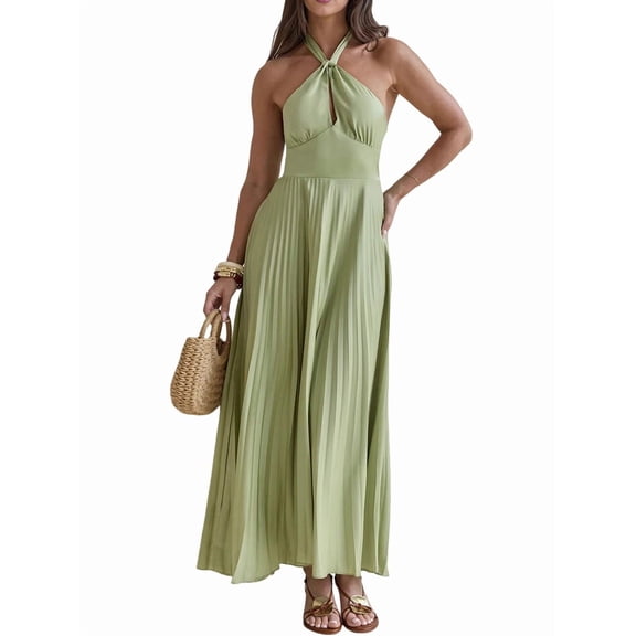 Women'S Maxi Summer Dresses Halter High Waist Corset Dresses for Women Casual Dress for Vacation Green S