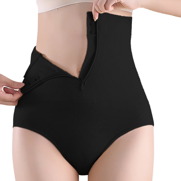 PMVFHDE High Waist Zipper Hook Body Postpartum Abdominal Control Womens Underwear For Black,XL/XXL