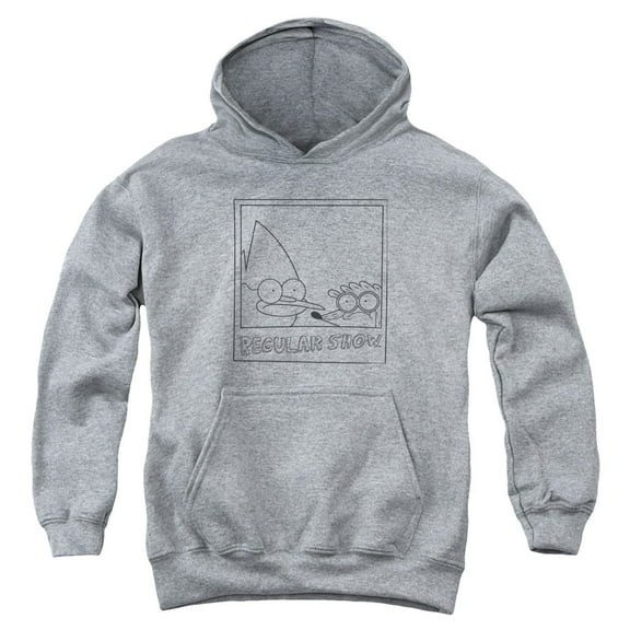Trevco CN211-YFTH-3 Regular Show & Poloroid Youth Pull-Over Hoodie, Athletic Heather - Large