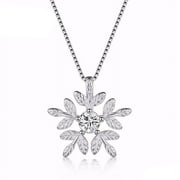 Yaoping Fashion Artificial Diamond Snowflake Pendant Necklace Christmas Jewelry Gifts