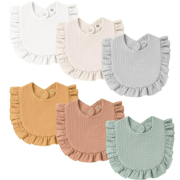 6Pcs-Baby Muslin Bibs Bandana Drool Bibs for Unisex Boys & Girls, Soft and Absorbent Cotton Teething Drooling Bib Set for Newborn Toddler