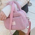 thumbnail image 2 of Bolso informal para mujer con cremallera Bolso bandolera peludo Bolso de ocio para mujer de color sólido suave, 2 of 8