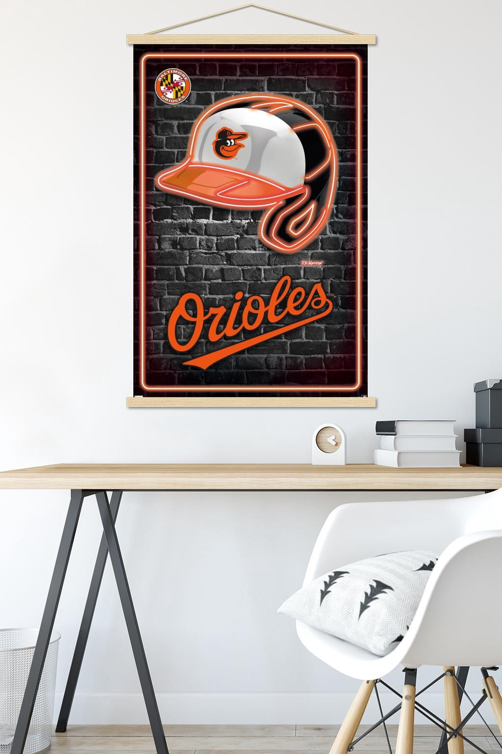MLB Baltimore Orioles - Neon Helmet 23 Wall Poster with Magnetic Frame, 22.375" x 34"
