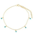 thumbnail image 2 of Sterling Silver 18K Yellow Gold Plated Synthetic Blue Opal Dangle Station Anklet, 2 of 6