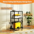 thumbnail image 6 of TC-HOMENY Multifunctional Fishing Rod Stand, Fishing Rod Holder Cart for 10 Pcs Fishing Poles w/ 3-Layer Storage Space, Convenient for Total 300 lbs Load-bearing Fishing Pole, Rack, 6 of 9
