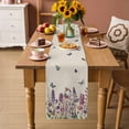 thumbnail image 2 of Purple Flowers Table Runner - 60 Inch Long Spring Butterflies Lavender Daisy Beige Cotton and Linen Blended Dress Scarves Farmhouse Table Runner for Kitchen Dining, Coffee Table, 13" x 60", 2 of 8