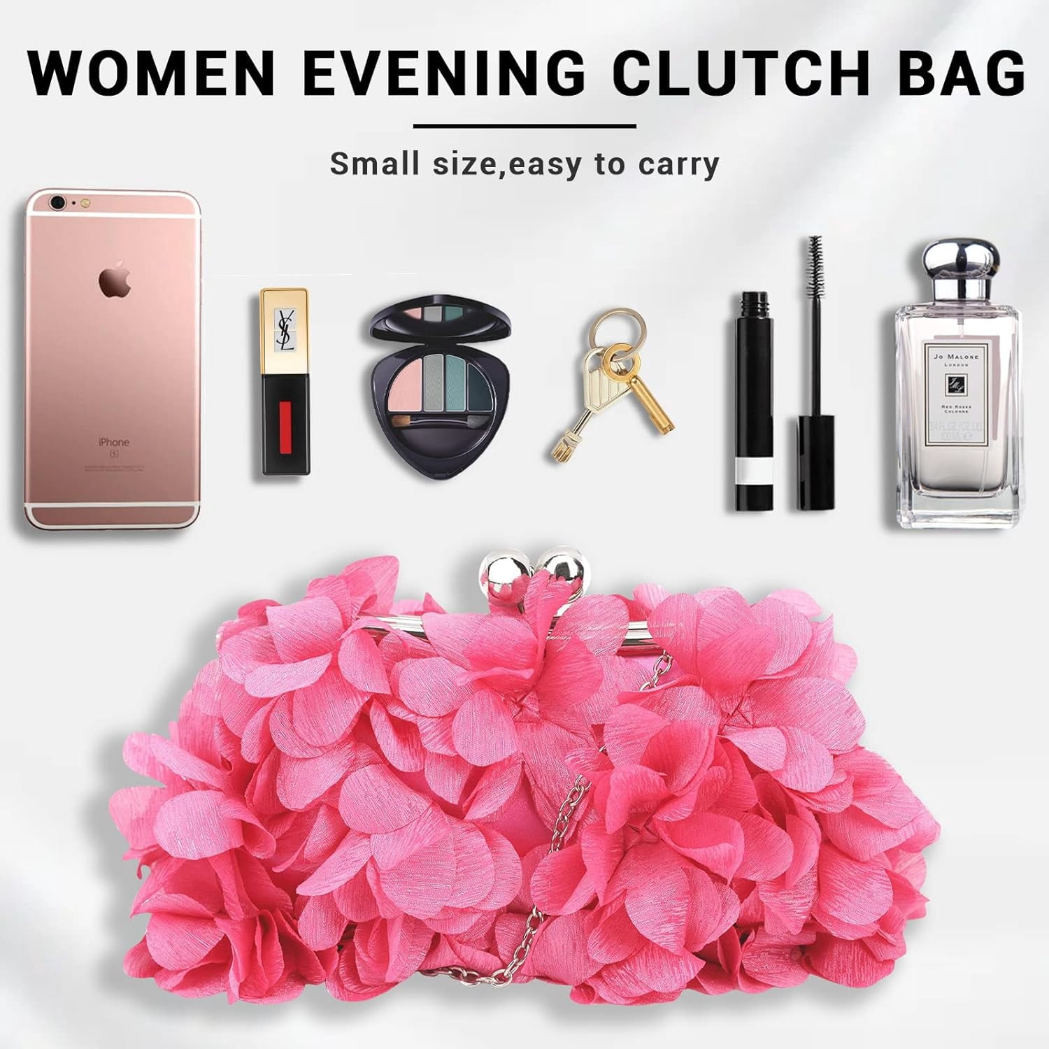 Women Clutch Evening Bag Small Floral Purses with Chain for Wedding, Party, Prom