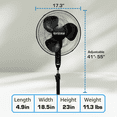 thumbnail image 4 of Hurricane Supreme 16" 3 Speed Oscillating Stand Pedestal Fan with Remote, Black, 4 of 10