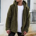 thumbnail image 2 of WTOBBY Men's Fall and Winter Solid Color Hooded Fleece Coat, Fleece Fashion Trend Menswear for Casual and Street Style, Soft and Warm for Daily Wear,Army Green L, 2 of 6