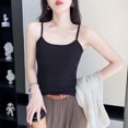 thumbnail image 4 of WCMZJ Women's Camisole Tops Basic Undershirts Camis Scoop Neck Ribbed Knit Sleeveless Spaghetti Strap Tank Top Black XL, 4 of 4
