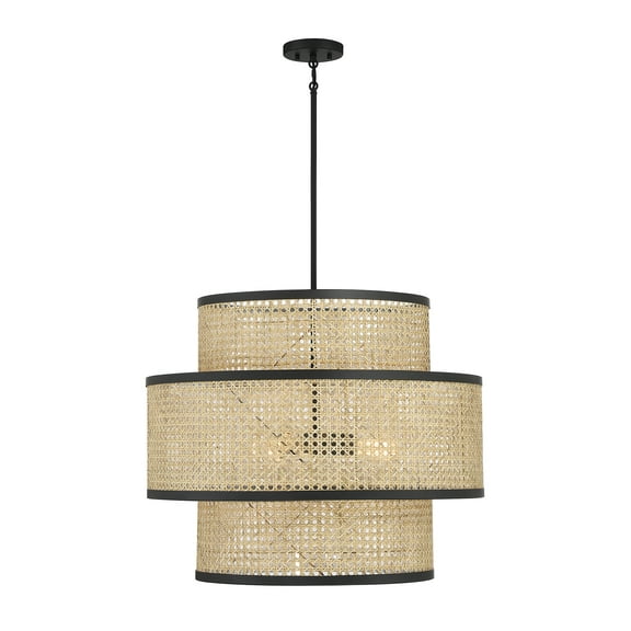 Trade Winds Remy 3-Light Pendant in Natural Cane with Matte Black