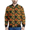 thumbnail image 3 of Chaqueta con estampado de girasol en blanco y negro para hombre, sudaderas con estampado floral en 3D, chaquetas de calle de manga larga con cremallera de gran tamaño, abrigos, 3 of 5