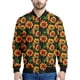 thumbnail image 3 of Chaqueta con estampado de girasol en blanco y negro para hombre, sudaderas con estampado floral en 3D, chaquetas de calle de manga larga con cremallera de gran tamaño, abrigos, 3 of 5