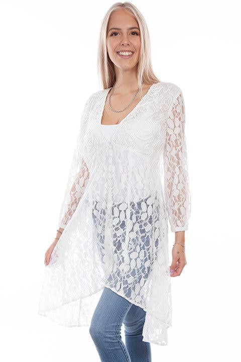 Scully Leather White Lace Overlay Duster W/Embroidered Bust - Walmart.com