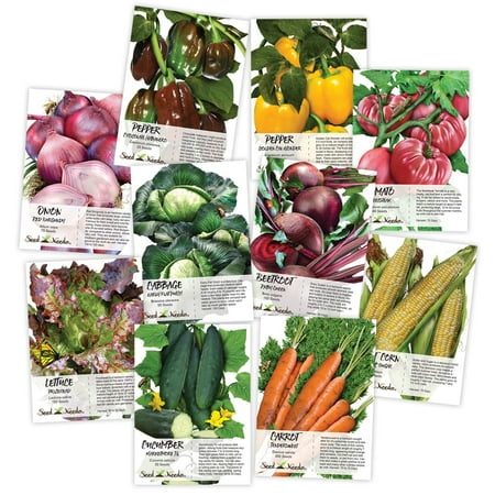 Heirloom Flower Bulbs - Heirloom Vegetable Seed Packet Assortment (10 Individual Seed Packets) Non-GMO Seeds by Seed Needs