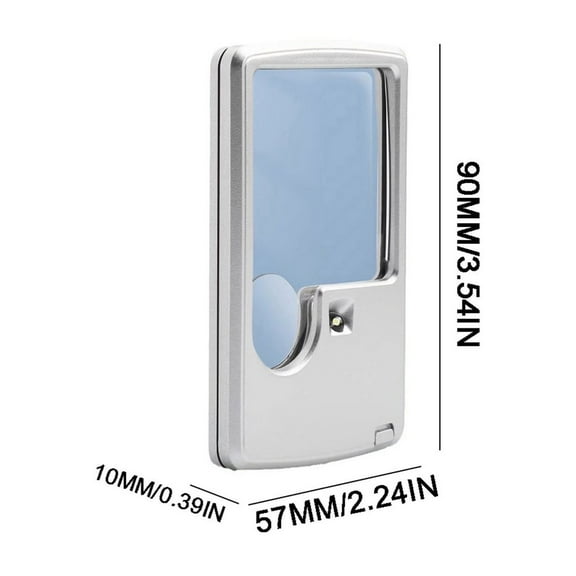 Rkxzt Magnifier LED Reading Magnifier with Light 3.54x2.24 Inch Portable Plastic Acrylic Glass Lens for Low Vision Tasks Tools/Office|Plastic,Silvery