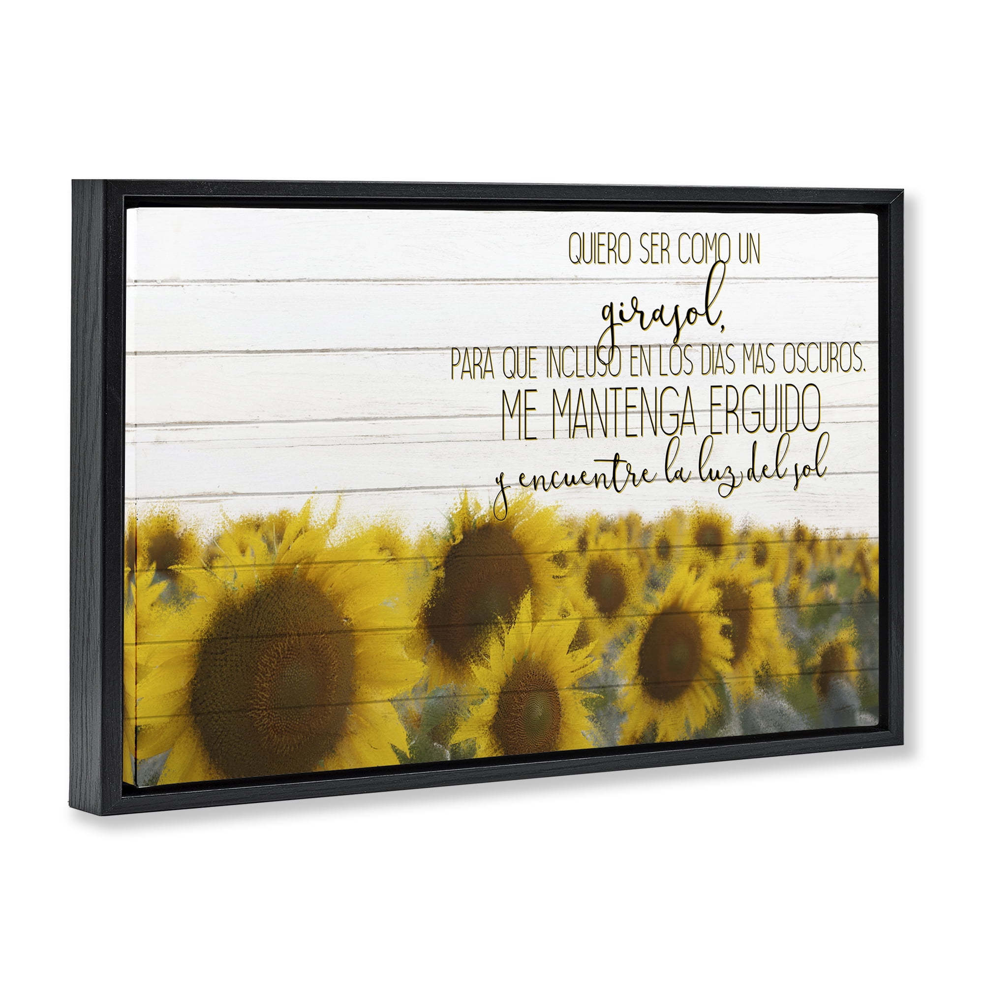 Stupell Industries Quiero Ser Como un Girasol Inspirational Quotes & Sayings Painting Black Floater Framed Art Print Wall Art, 31 x 21