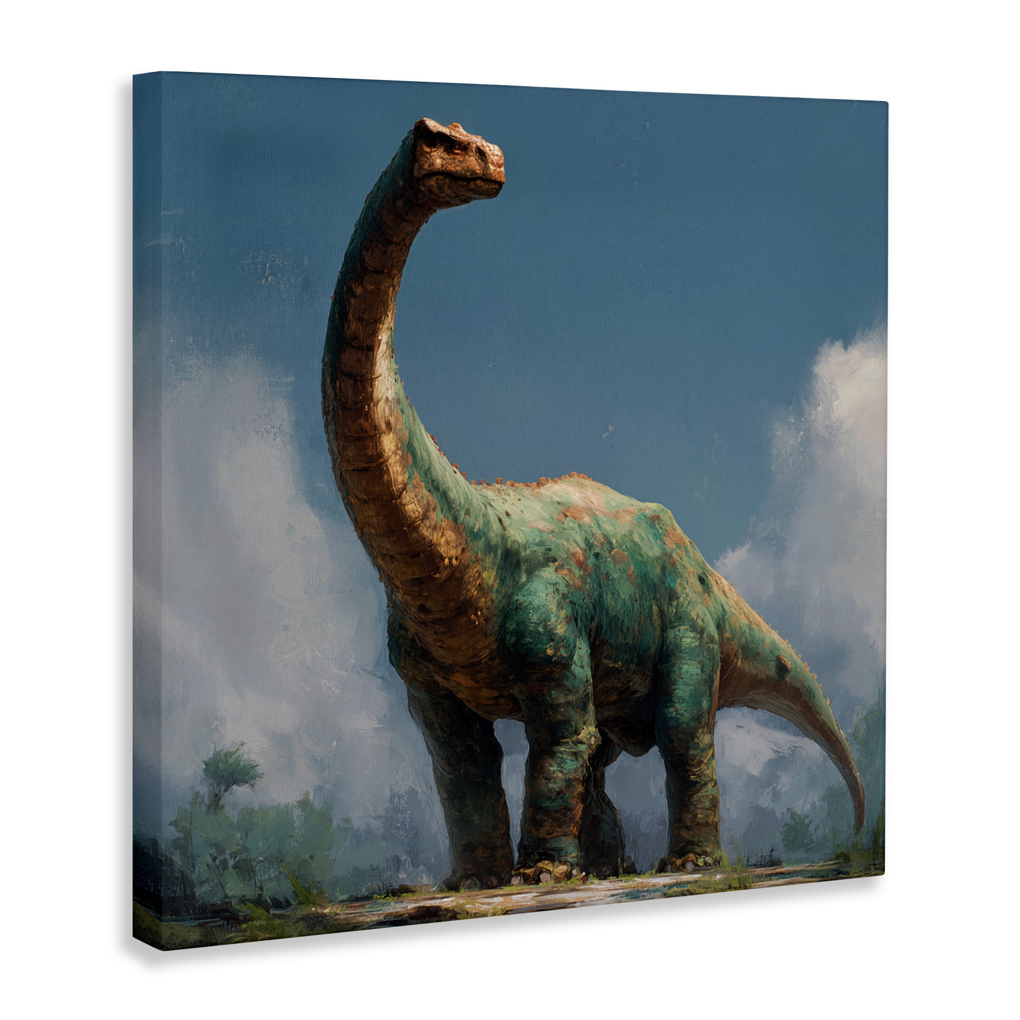 Stupell Industries Colossal Brontosaurus in Meadow Canvas Wall Art, design by Wumples