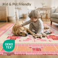 thumbnail image 4 of ODIKA 8'x10' Washable Area Rug Non-Shedding, Easy Care, Mid Century Pixel Retro Atomic Mosaic Border Motif Geometric for King Size Bedroom Under Bed, Master Suite, 4 of 7