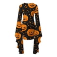 thumbnail image 5 of Fewfanhot Robes d'Halloween pour Femmes Décontractées à Col Rond avec Imprimés Effrayants et Style Asymétrique Robe à Enfiler Patchwork, 5 of 5