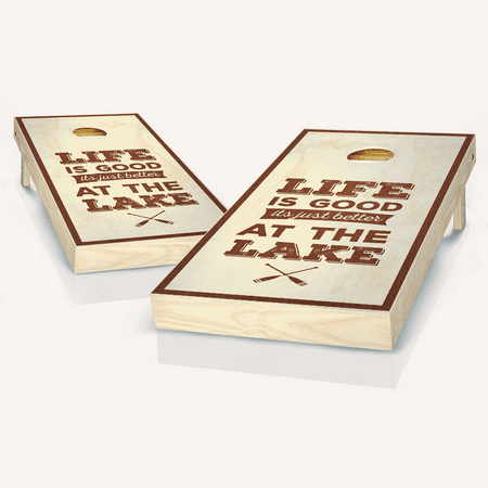 Skip s Garage Life Is Better At The Lake Rosewood Solid Wood Cornhole Board Set
