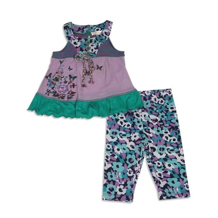 

Baby Sara Infant Baby Girl Sleeveless Pant Sets - Asst Fabrics Styles Colors 26738-12Months (navy lavener)