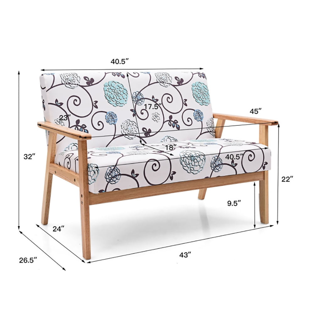 Finihen Loveseat Sofa, 2 Seater Cushioned Couch for Small Spaces, Modern Fabric Loveseat Sofa Couch Upholstered 2-Seat Armchair, for Living Room, Bedroom, 2 seat, White & Blue Finihen Loveseat Sofa, 2 Seater Cushioned Couch for Small Spaces, Modern Fabric Loveseat Sofa Couch Upholstered 2-Seat Armchair, for Living Room, Bedroom, 2 seat, White & Blue