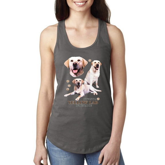 If It's Not a Yellow Lab It's Just a Dog Gift | Womens Dog Lover Jersey Racerback Tank Top, Dark Grey, Medium